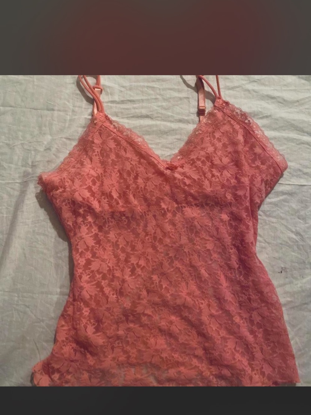 Vintage Lace Camisole Tank Top - Coral Pink